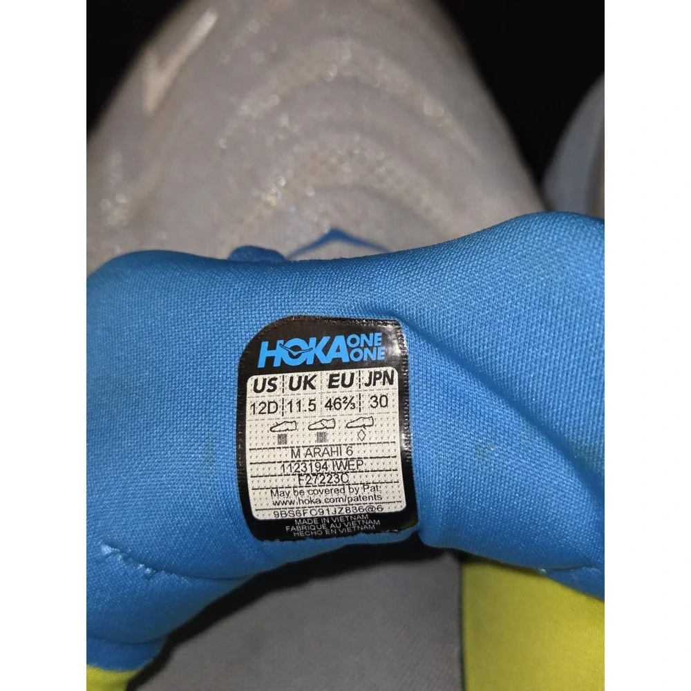 Hoka One Arahi 6 Blue Green White Running Shoes 1123194‎ BGBCR Mens 12D